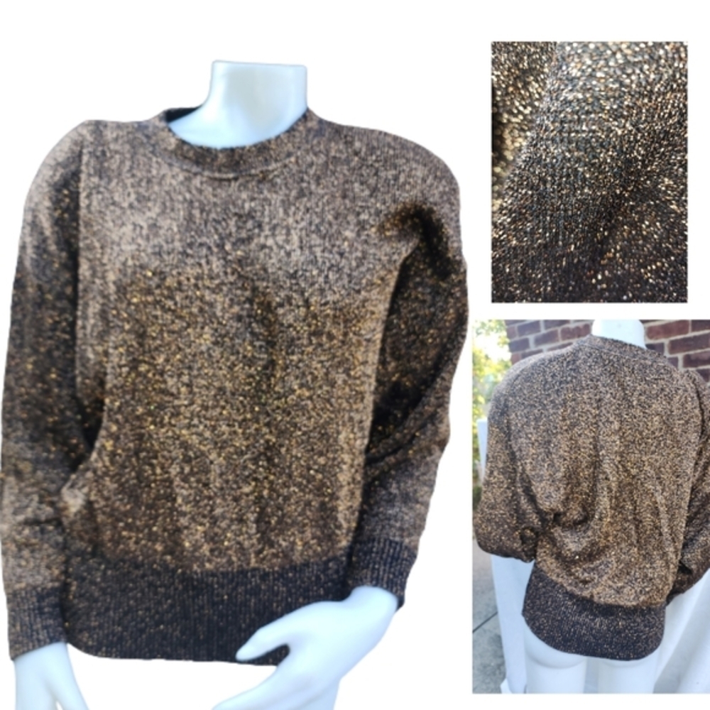 Pierre Cardin 80s Dolman sleeve metallic sweater L NWT - Picture 1 of 13